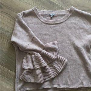 Ruffle sleeve crop sweater